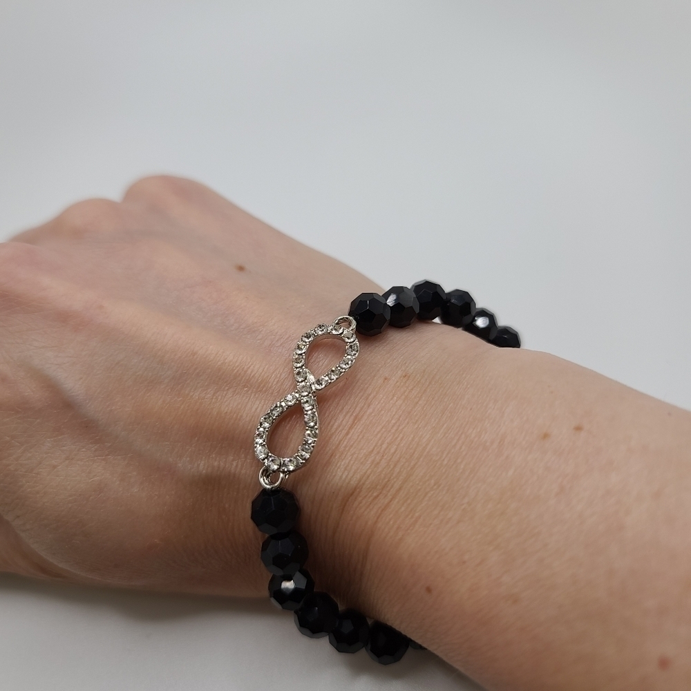 Black And Crystal Infinity Bracelet